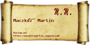 Maczkó Martin névjegykártya